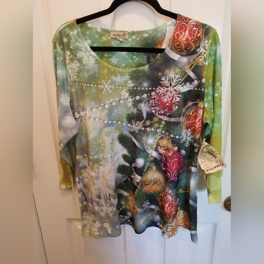 Colorful Holiday Print Women's Top